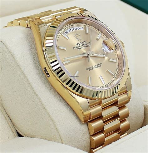 yellow gold rolex day date 40 with silver dial|pre owned Rolex president 40mm.